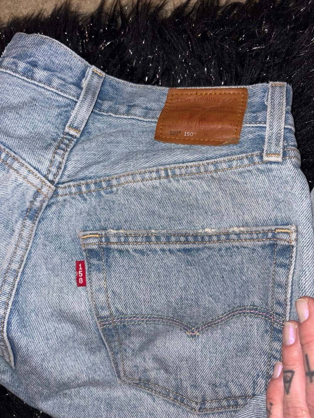 Levi's 150th Anniversary Women 501 90's Straight Fit Button Fly Jeans Blue - Picture 6 of 7